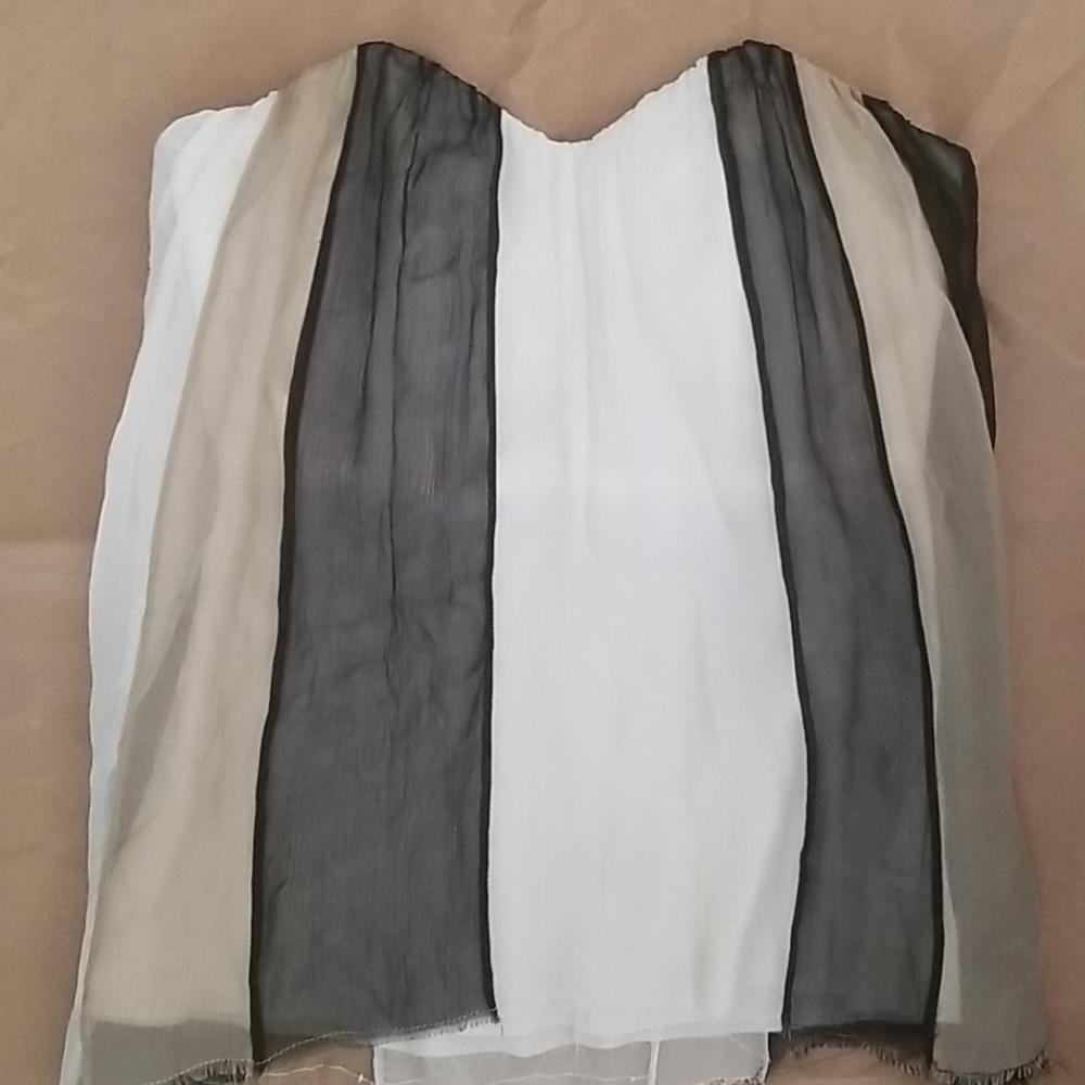 Adam Lippes Black and White Strapless Top
